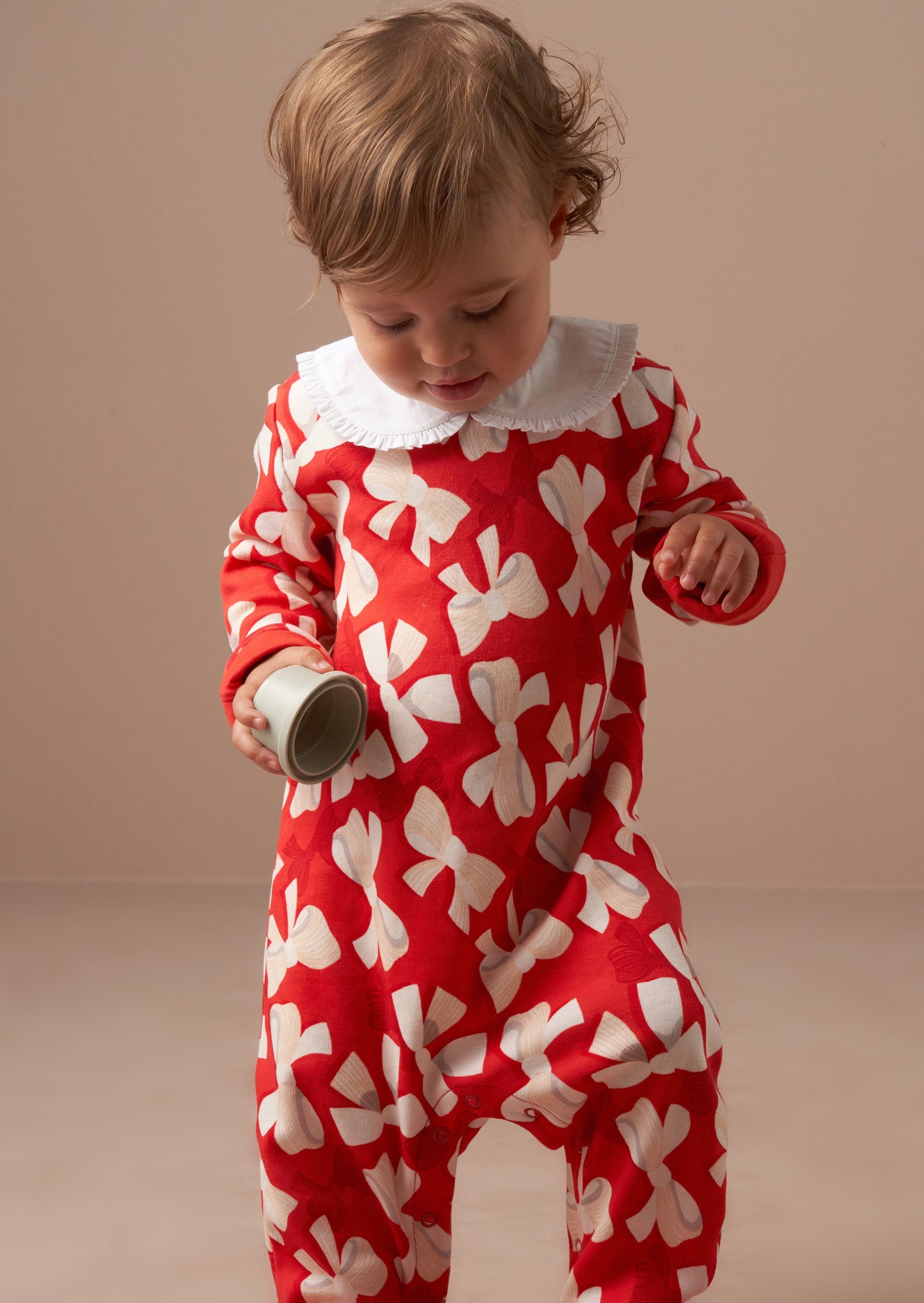 Delphine Red Peter Pan Collar Babygrow