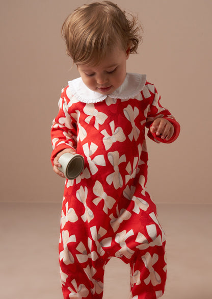 Delphine Red Peter Pan Collar Babygrow
