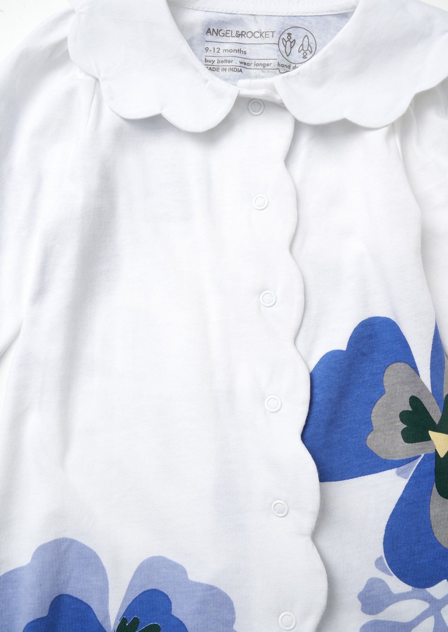 Patsy Blue Pansy Print Collar Babygrow & Headband