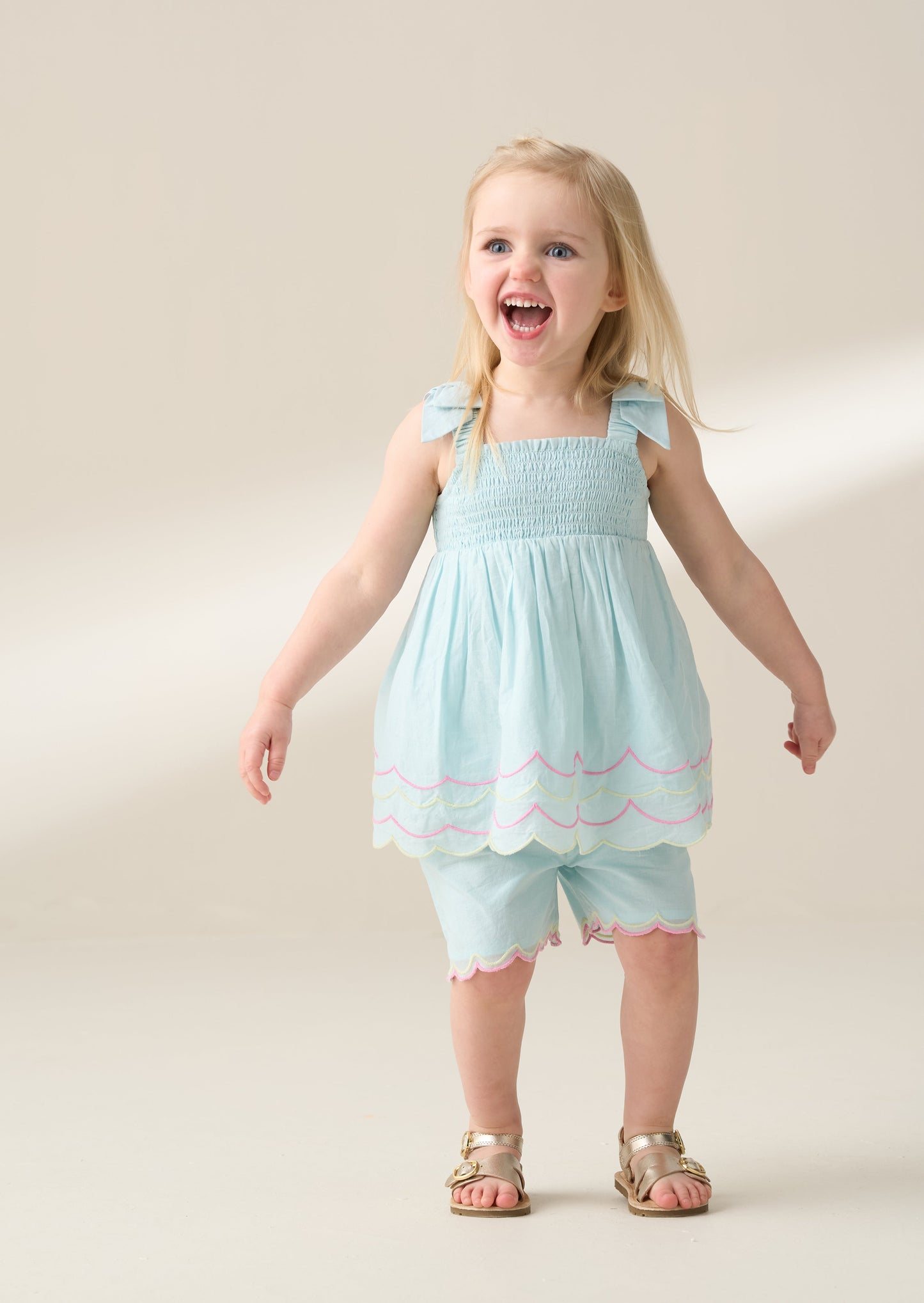 Lina Blue Embroidered Top and Short Set