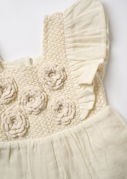 Maci Cream Crochet Playsuit