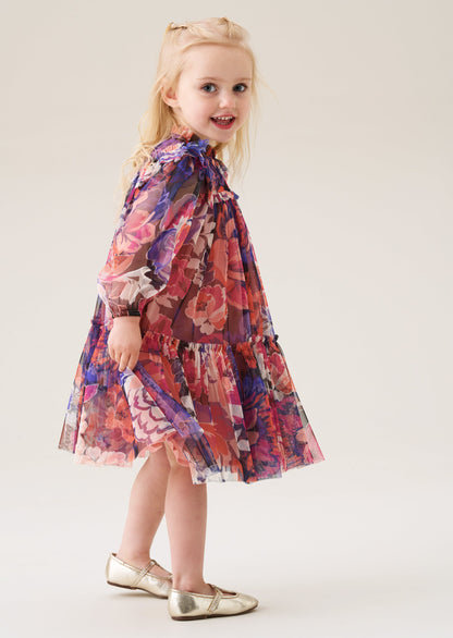 Mini Eleanor Floral Print Mesh Dress