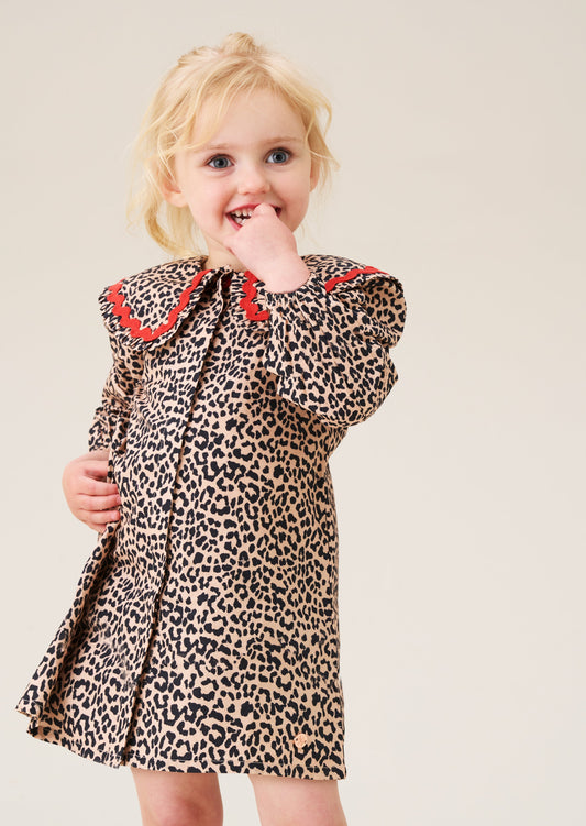 Elle Frill Collar Leopard Tunic Dress