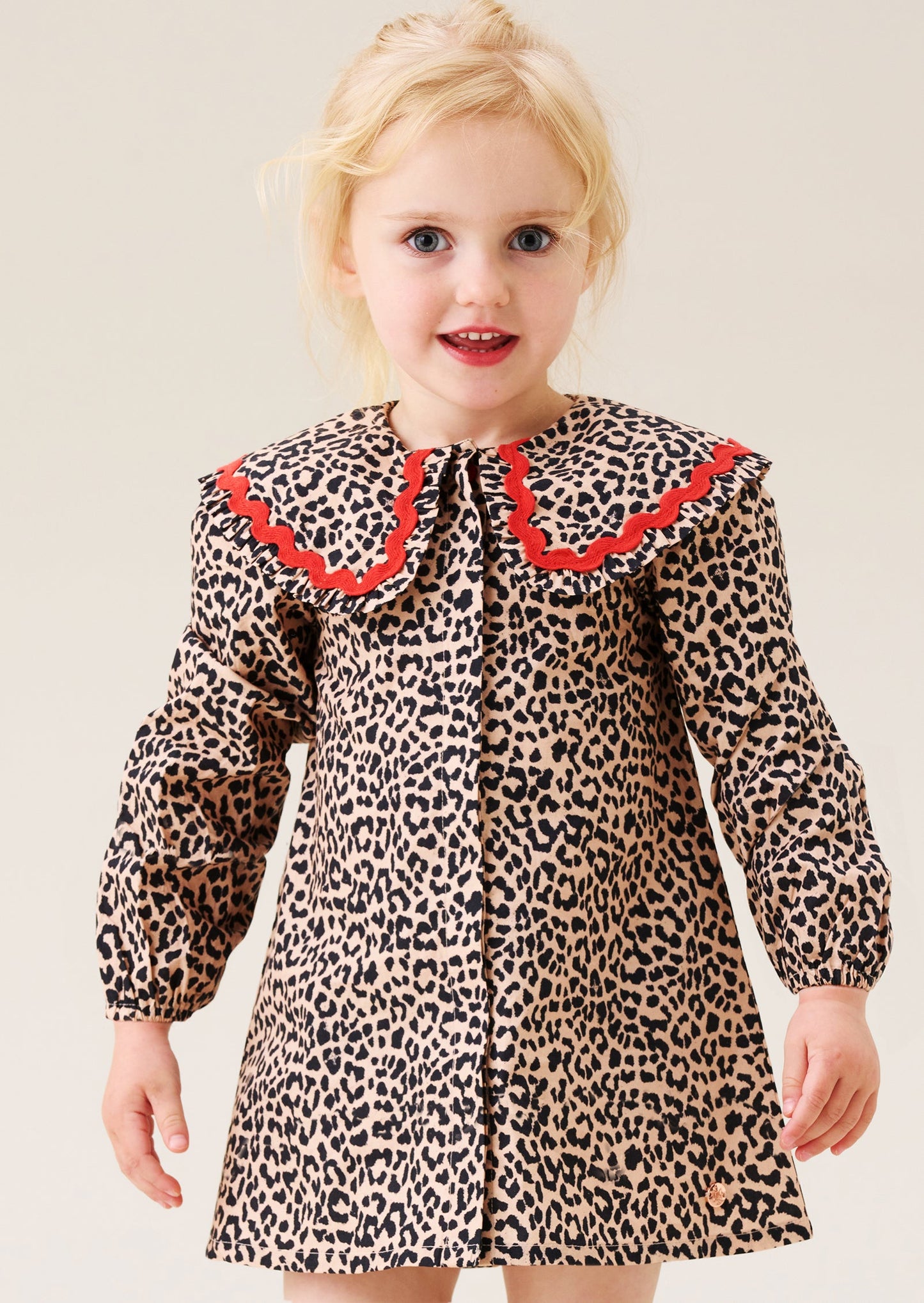 Elle Frill Collar Leopard Tunic Dress