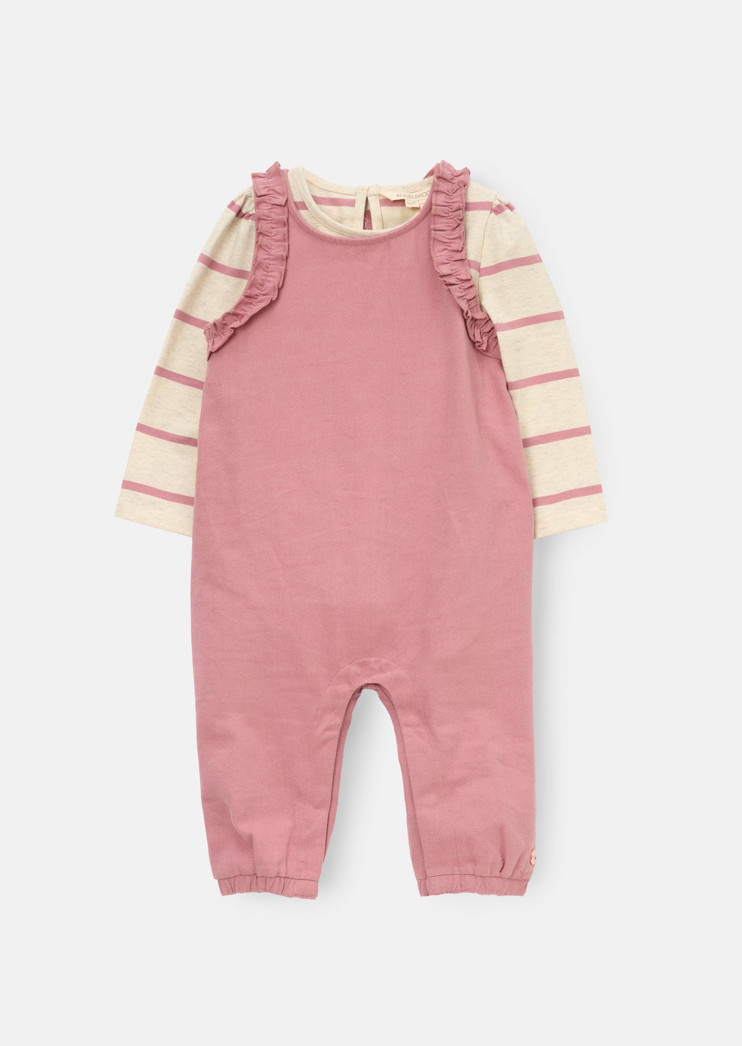 Mila Frill Shoulder Dungaree And Print Body Suit