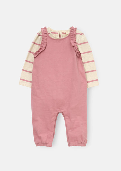 Mila Frill Shoulder Dungaree And Print Body Suit