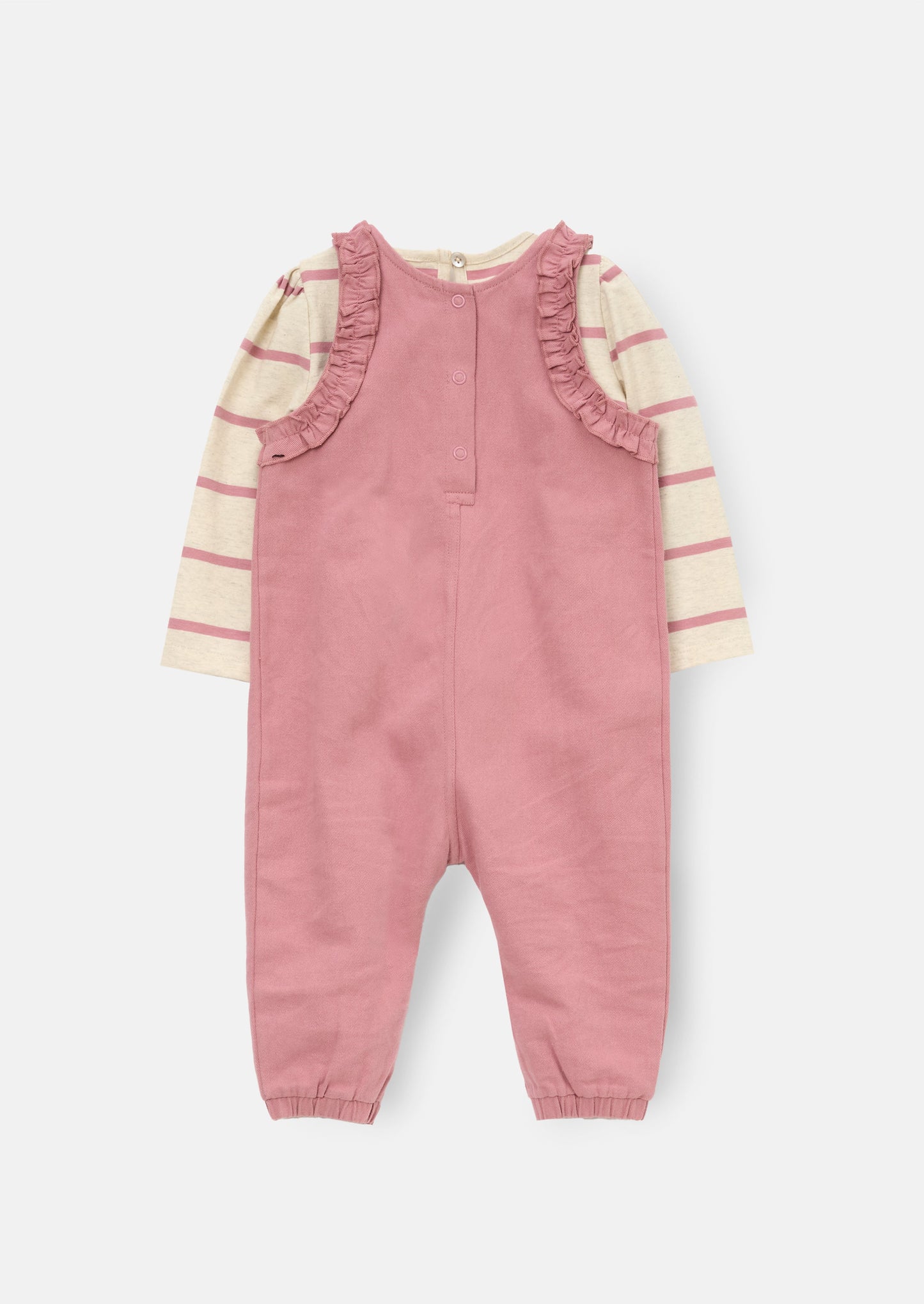 Mila Frill Shoulder Dungaree And Print Body Suit