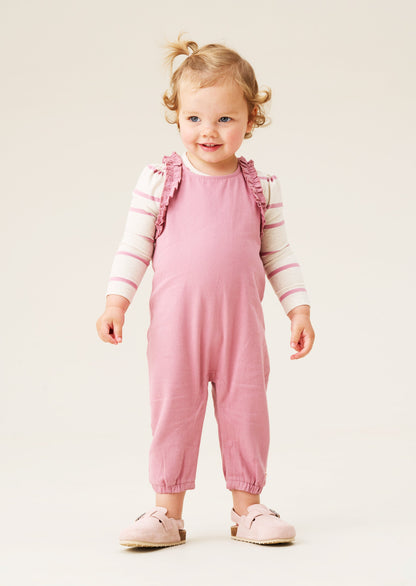 Mila Frill Shoulder Dungaree And Print Body Suit