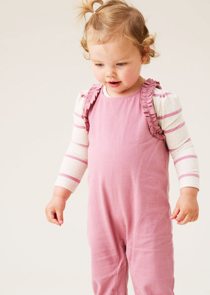 Mila Frill Shoulder Dungaree And Print Body Suit