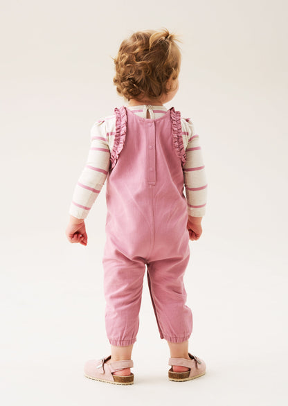 Mila Frill Shoulder Dungaree And Print Body Suit