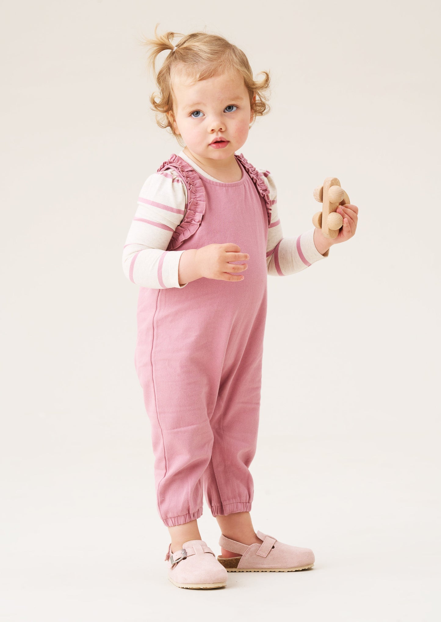 Mila Frill Shoulder Dungaree And Print Body Suit