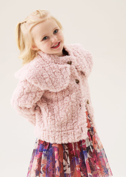 Cecile Faux Fur Cape Collar Coat