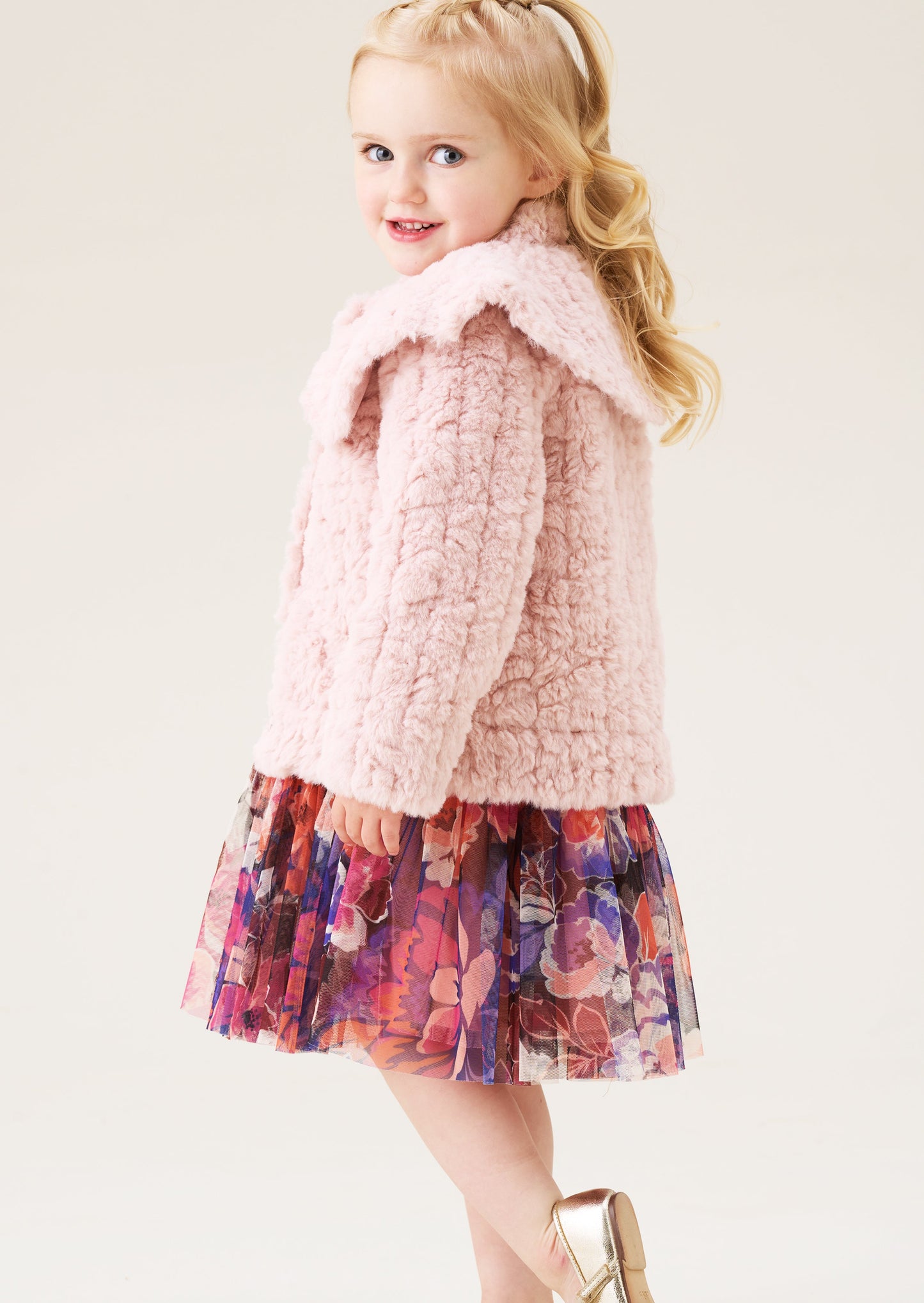 Cecile Faux Fur Cape Collar Coat