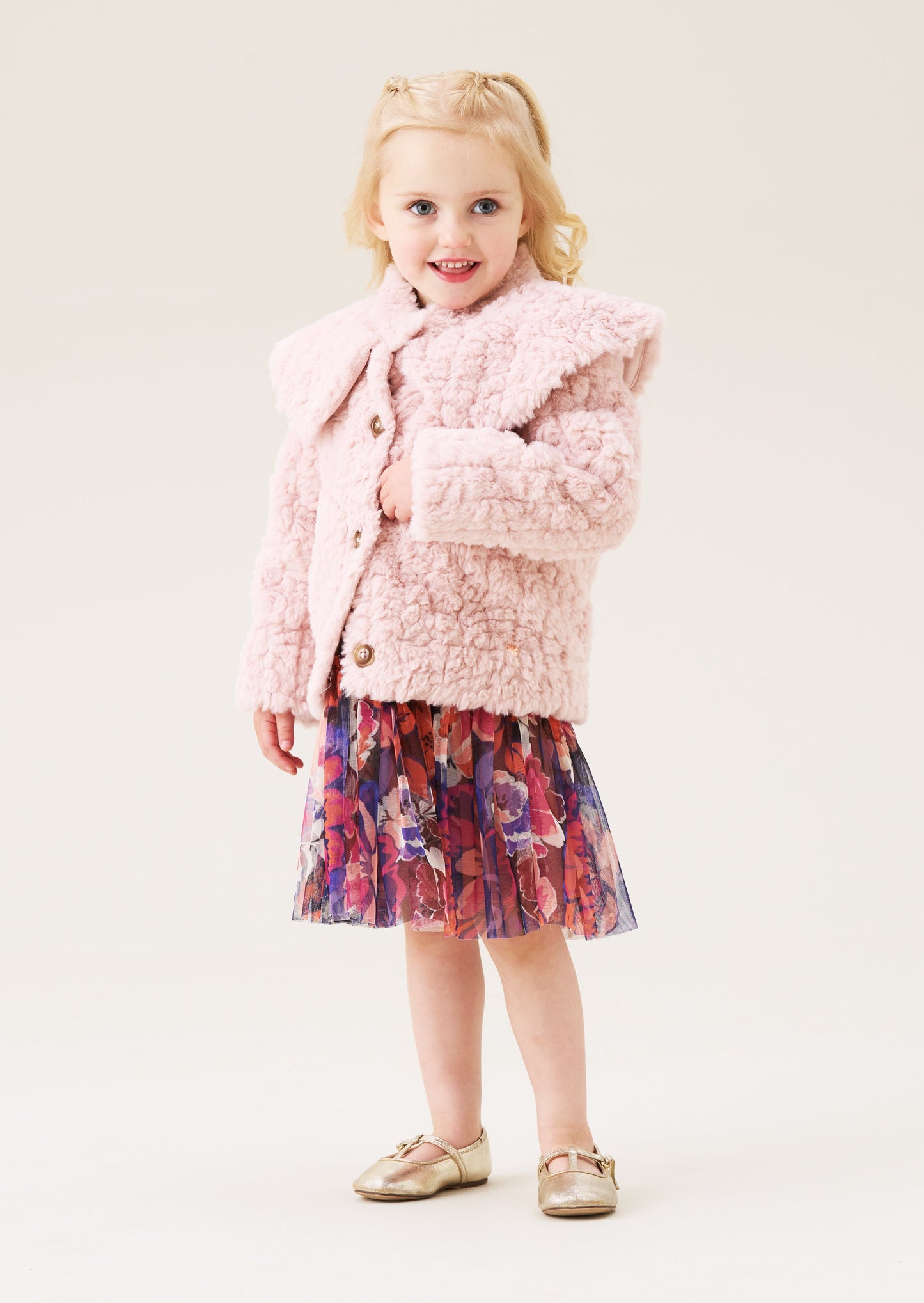 Cecile Faux Fur Cape Collar Coat