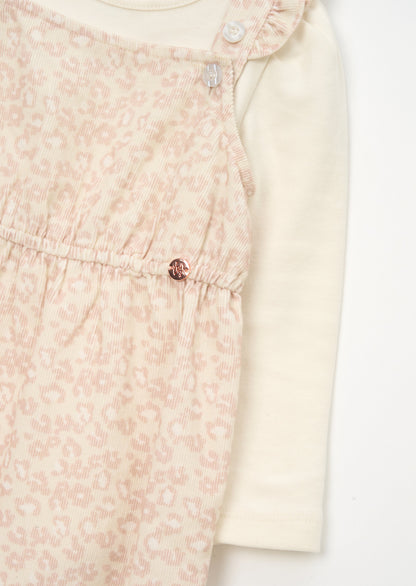 Nellie Animal Print Cord Dungaree & Bodysuit