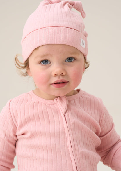 Remy Pink Organic Cotton Babygrow with Hat