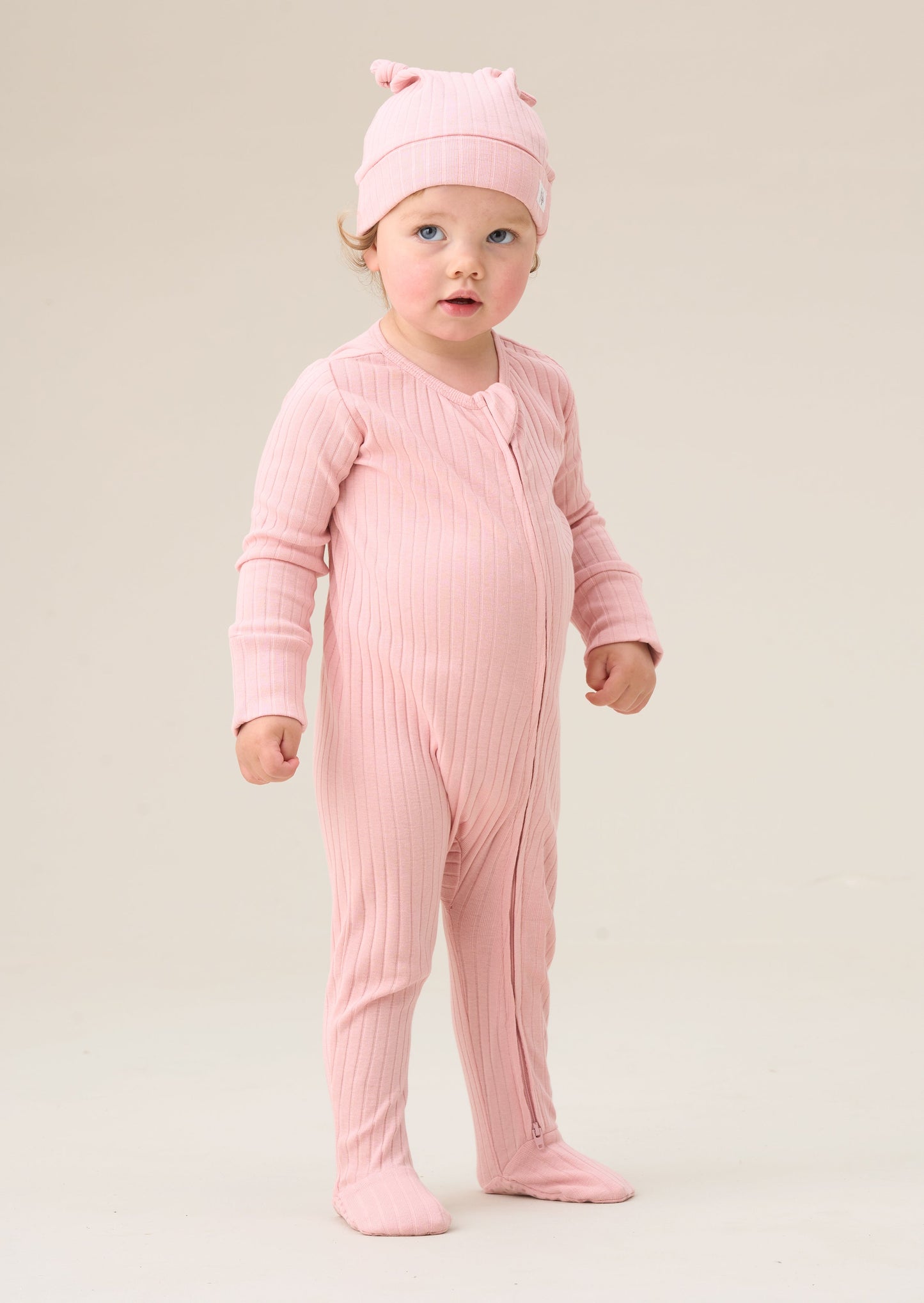 Remy Pink Organic Cotton Babygrow with Hat