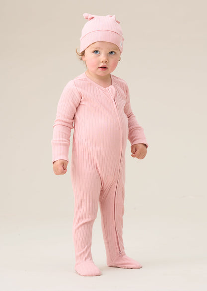 Remy Pink Organic Cotton Babygrow with Hat