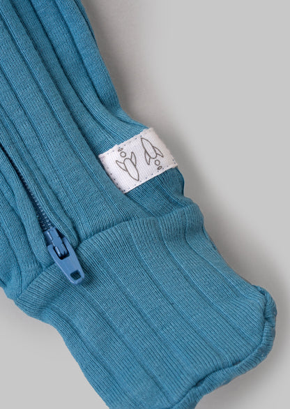 Remy Blue Organic Cotton Babygrow with Hat