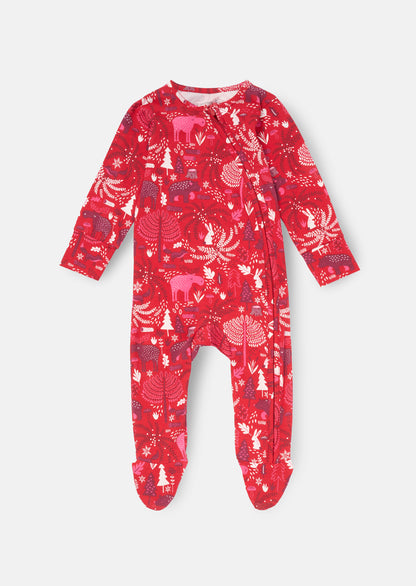 Frida Burgandy Scandi Print Babygrow