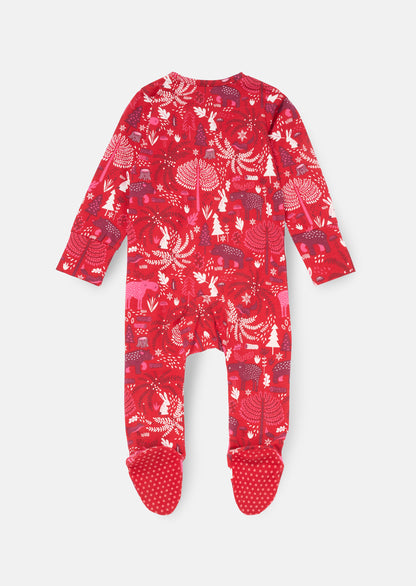 Frida Burgandy Scandi Print Babygrow