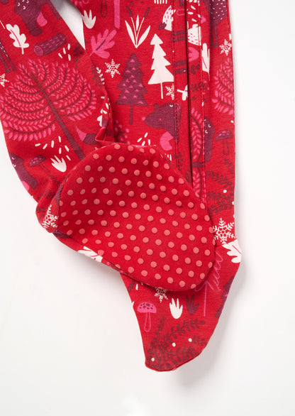 Frida Burgandy Scandi Print Babygrow