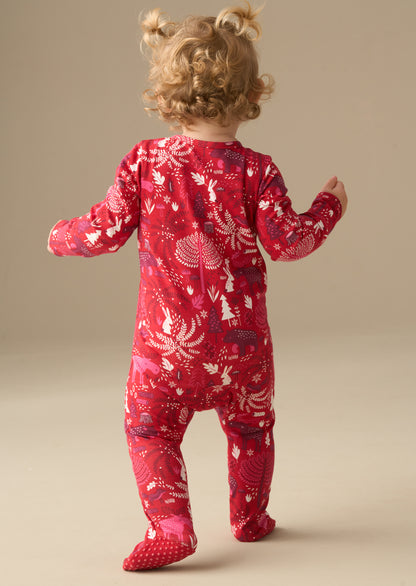 Frida Burgandy Scandi Print Babygrow