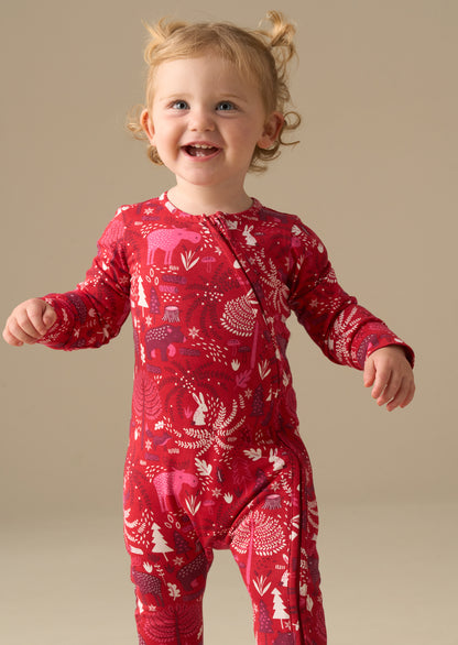 Frida Burgandy Scandi Print Babygrow