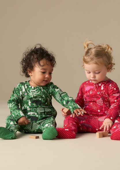 Frida Burgandy Scandi Print Babygrow