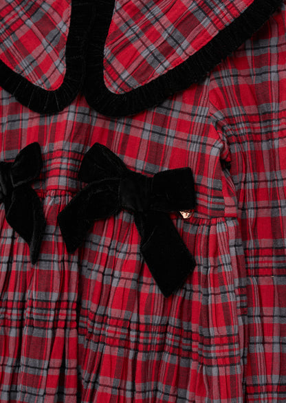 Fia Frill Collar Tartan Bow Dress
