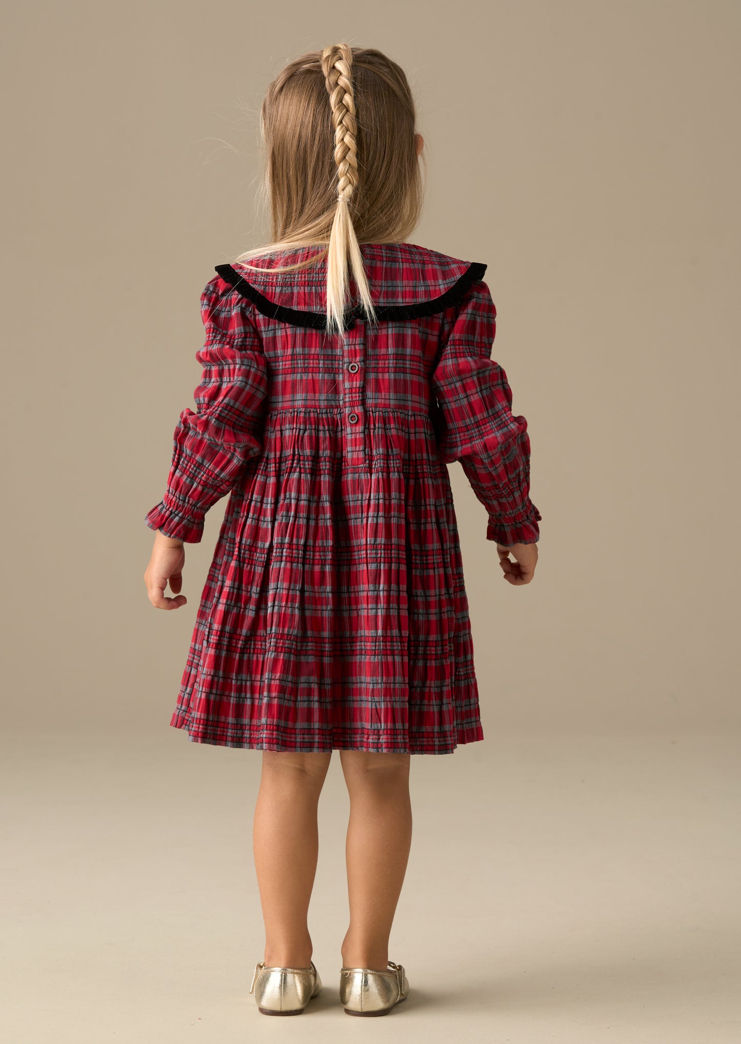 Fia Frill Collar Tartan Bow Dress