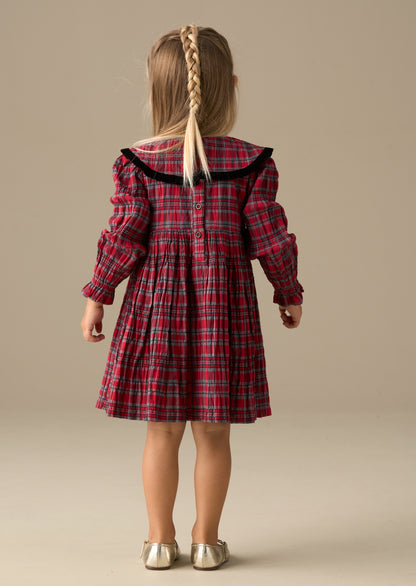 Fia Frill Collar Tartan Bow Dress