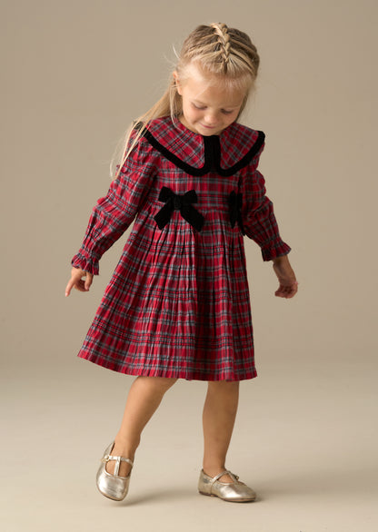 Fia Frill Collar Tartan Bow Dress