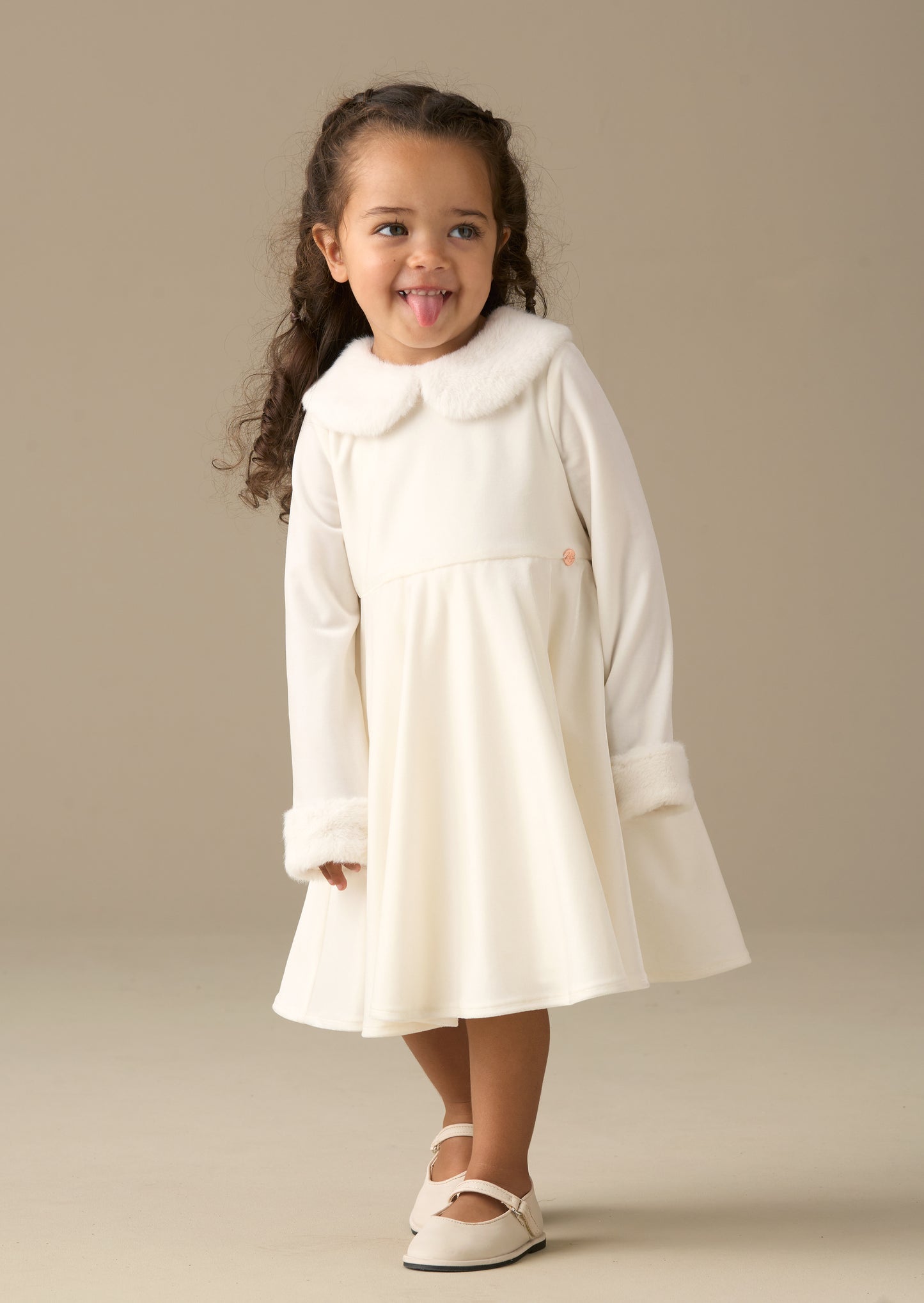 Gabrielle Fur Collar Dress