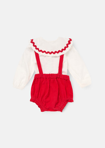 Dolly Red Romper And White Blouse