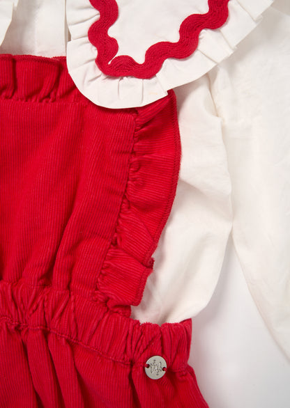 Dolly Red Romper And White Blouse