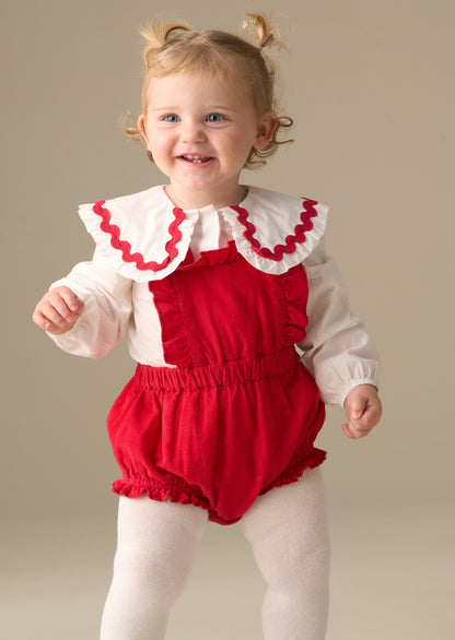 Dolly Red Romper And White Blouse