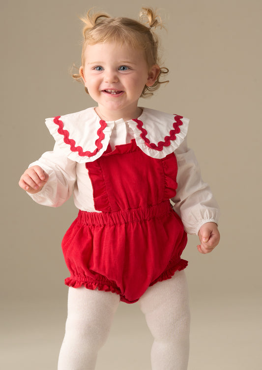 Dolly Red Romper And White Blouse