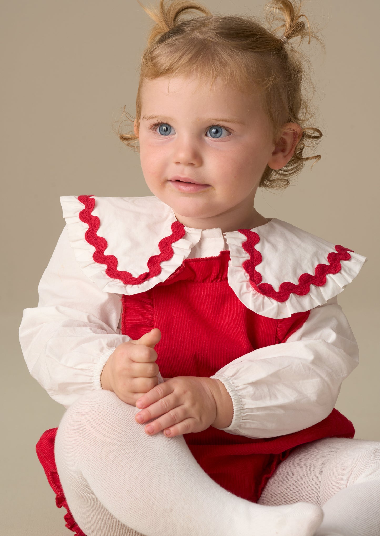 Dolly Red Romper And White Blouse