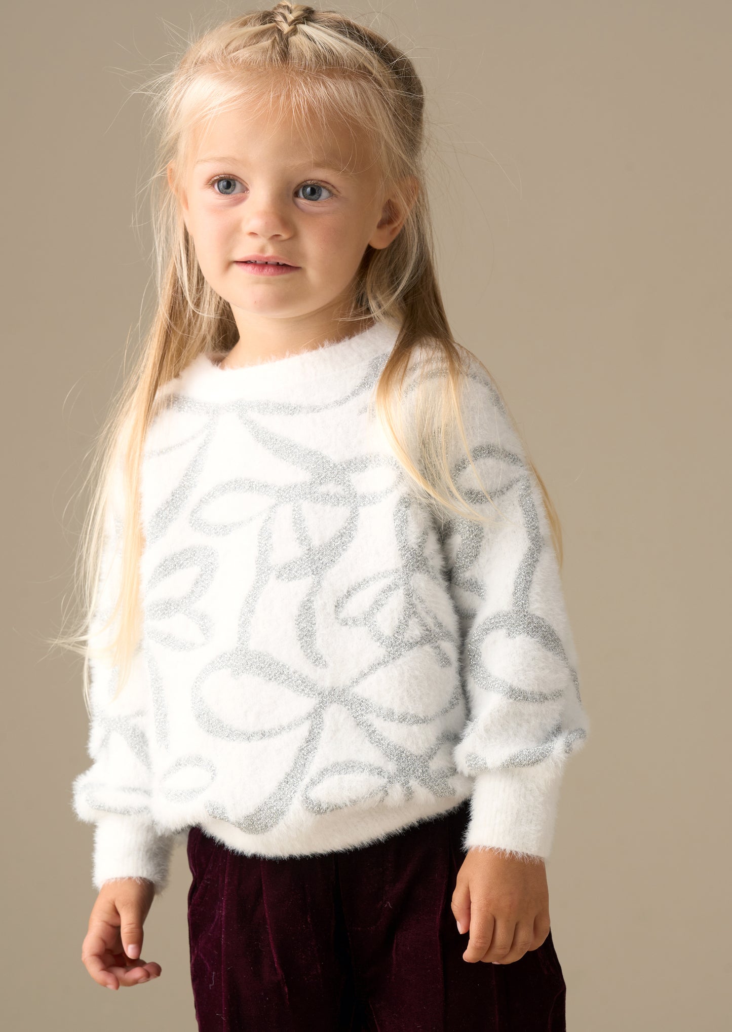 Livia Silver Bow Eyelash Jumper