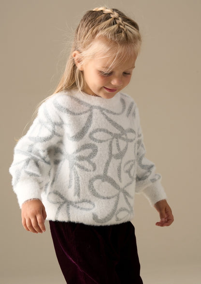 Livia Silver Bow Eyelash Jumper