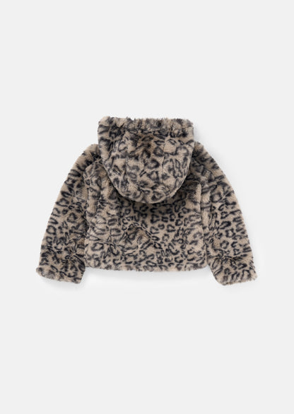 Lyla Leopard Hooded Fur Jacket