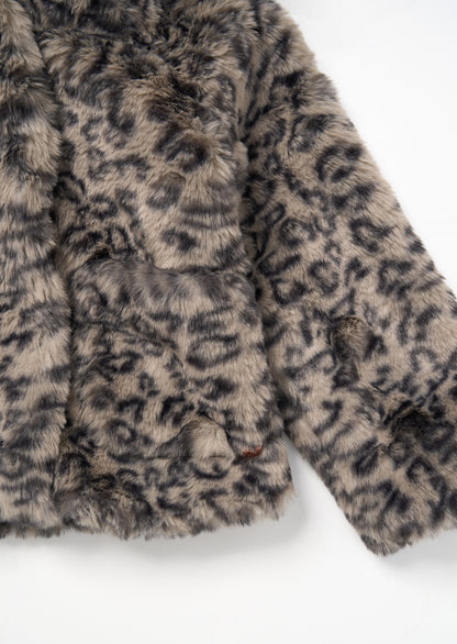 Lyla Leopard Hooded Fur Jacket