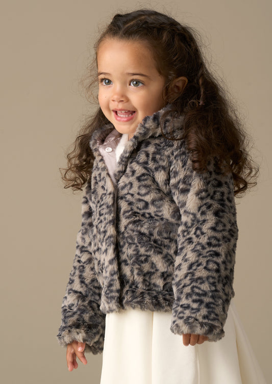 Lyla Leopard Hooded Fur Jacket
