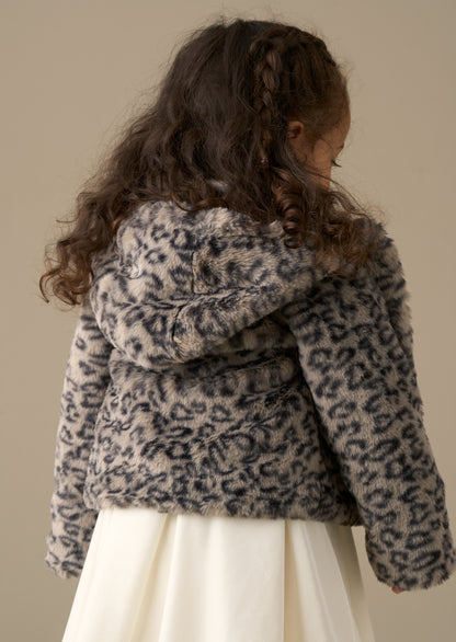 Lyla Leopard Hooded Fur Jacket