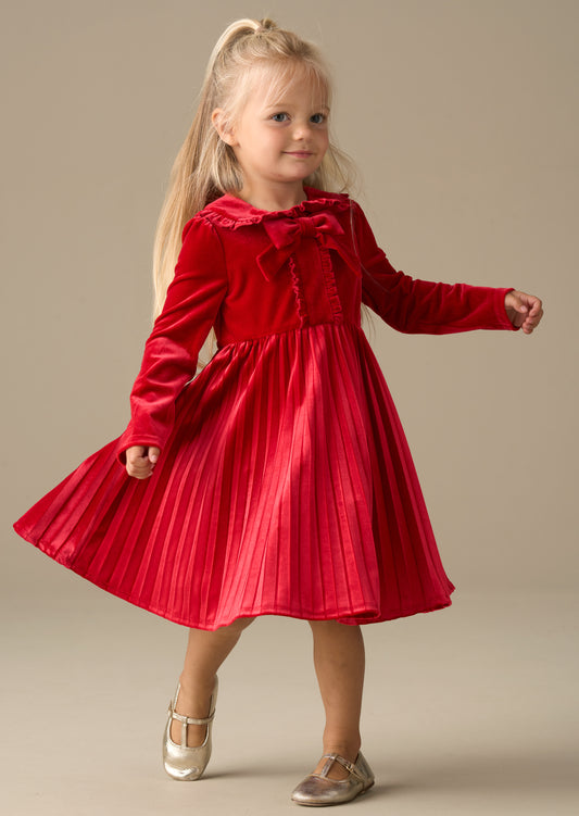 Charlotte Red Velvet Bow Dress