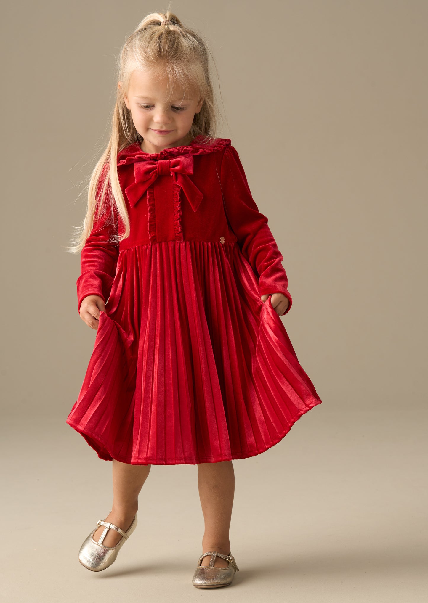 Charlotte Red Velvet Bow Dress