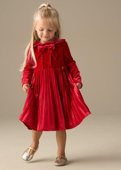 Charlotte Red Velvet Bow Dress