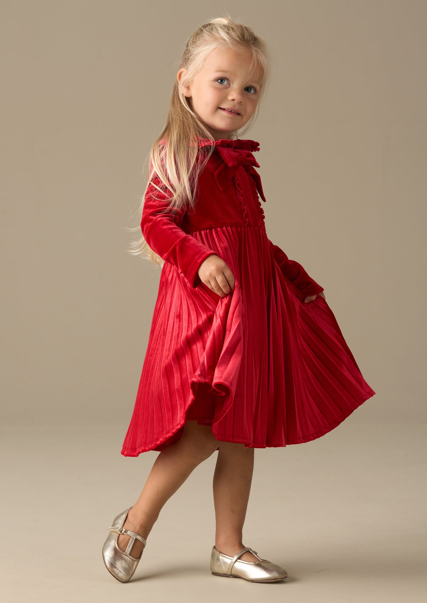 Charlotte Red Velvet Bow Dress