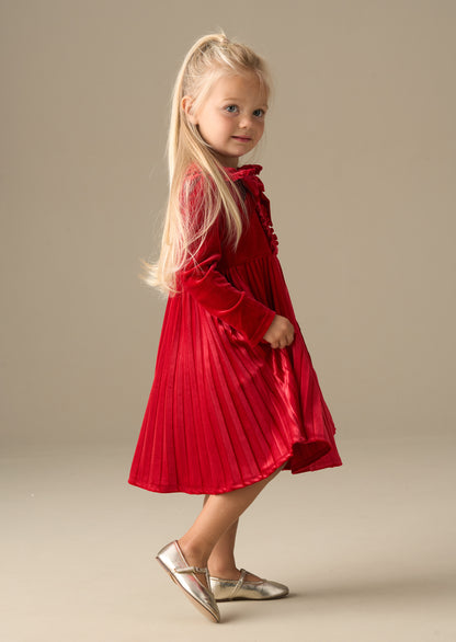 Charlotte Red Velvet Bow Dress